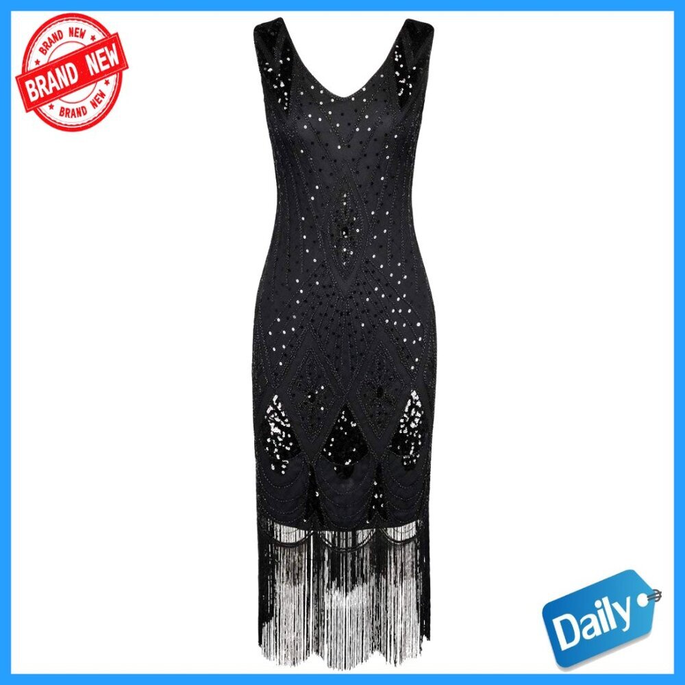 1920s Sequin Flapper Dress Gatsby Cocktail Party Costume
